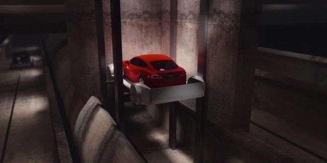Глава Tesla показав випробування автомобільного ліфта для підземної транспортної системи